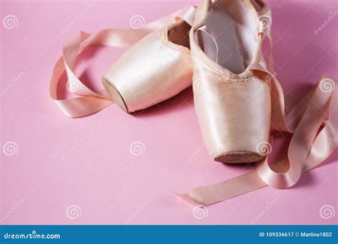 Ballet Pointe Shoes on Pink Background Stock Image - Image of classical ...