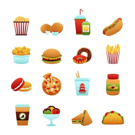 Free Vector | Fast Food Icon Set