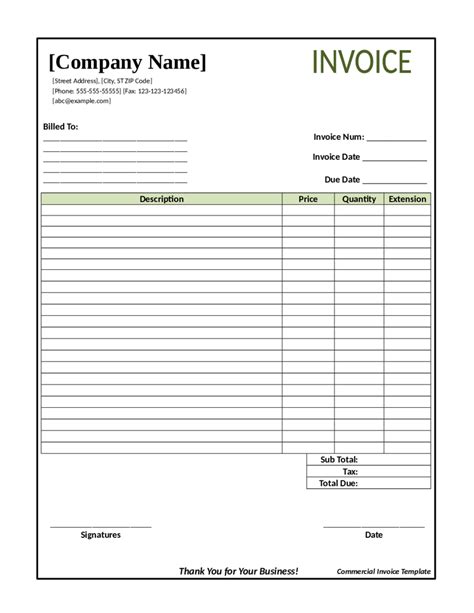 Free Blank Invoice Templates Pdf Eforms Free Fillable Forms | Images ...