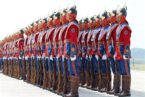 "Members of the Mongolian Armed Forces Honorary Guard, stand in ...