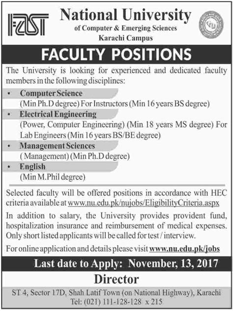 FAST National University Karachi Campus Jobs 2017 2023 Job ...