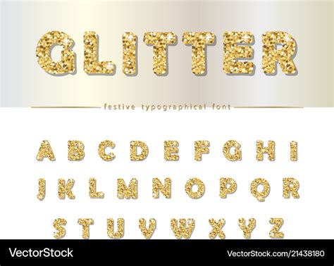 Golden glitter font isolated on white modern Vector Image