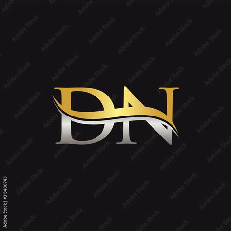 Initial Gold And Silver letter DN Logo Design with black Background. DN ...