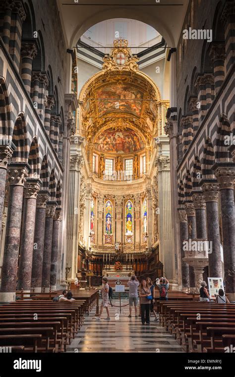 Genoa cathedral, view of the interior of the cathedral in Genoa, the ...