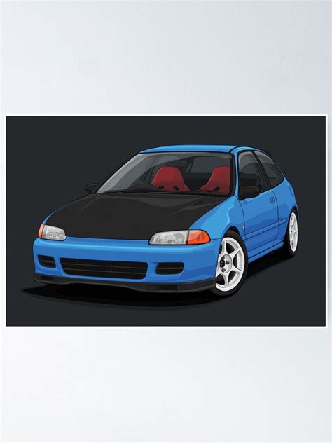 " Civic EG hatch blue" Poster for Sale by ArtyMotive | Redbubble