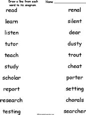 School Anagrams -- Activities and Worksheets: EnchantedLearning.com