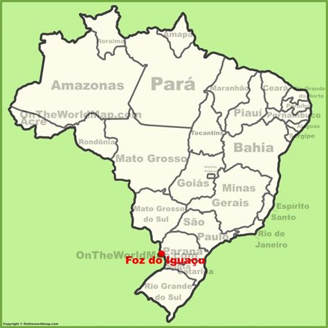 Foz do Iguaçu location on the Brazil map - Ontheworldmap.com