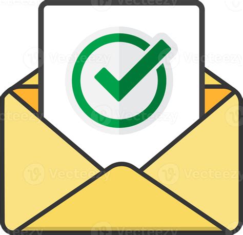 Email with document and round green check mark icon. successful ...