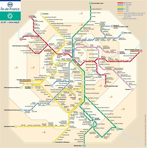 Paris metro zone map - Paris zone map metro (Île-de-France - France)