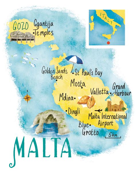 Malta Beaches Map