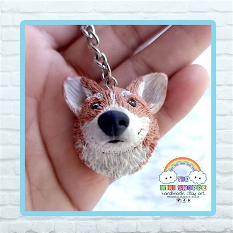 DOG KEYCHAIN - CORGI | Dog keychain, Keychain, Polymer clay