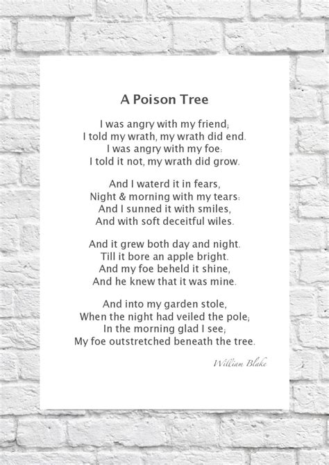 William Blake A Poison Tree Inspiring Poem Art Print