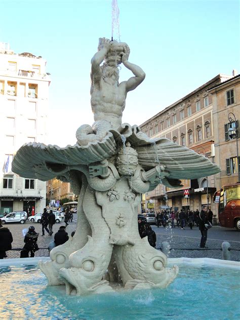 Triton Fountain by Gian Lorenzo Bernini located in the Piazza Barberini ...