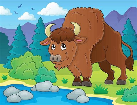 Bison Theme Image 2 Ungulate Habitat Bison Vector, Ungulate, Habitat ...