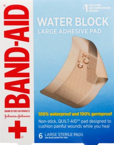 Band Aid Brand Water Block Waterproof Wound Pads, 2.9 In By 4 In, 6 ct ...