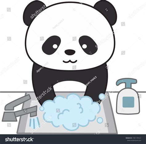 Giant Panda Hands Using Wash Hand Stock Vector (Royalty Free ...