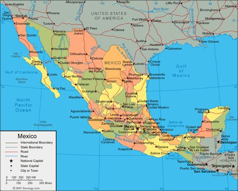 Mexico Map of Cities Geography | Map of Mexico Regional Political ...