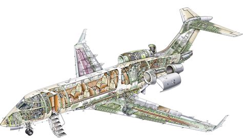 Bombardier Challenger 300 Cutaway Drawing in High quality