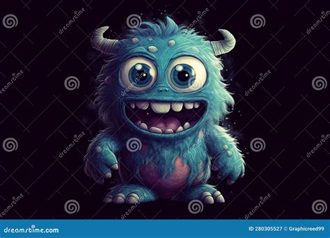 Ai Generative Funny Monster with Big Eyes. Halloween Concept. 3d ...