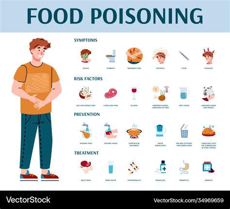 Food Poisoning Symptoms Prevention And Treatment Vector Image ...