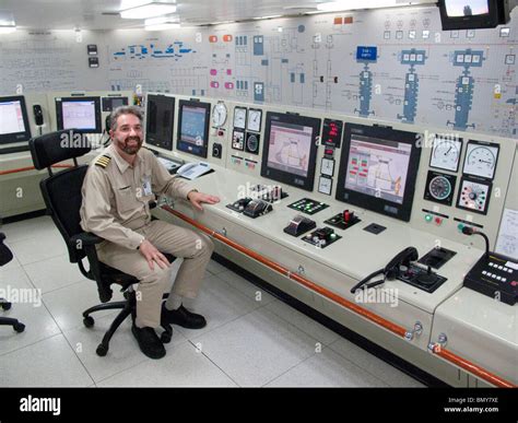 Eurodam cruise ship engine control room Stock Photo - Alamy