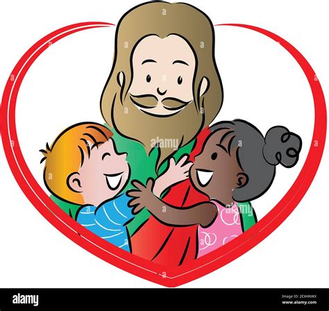 Cartoon Jesus Christ hug kids Stock Vector Image & Art - Alamy