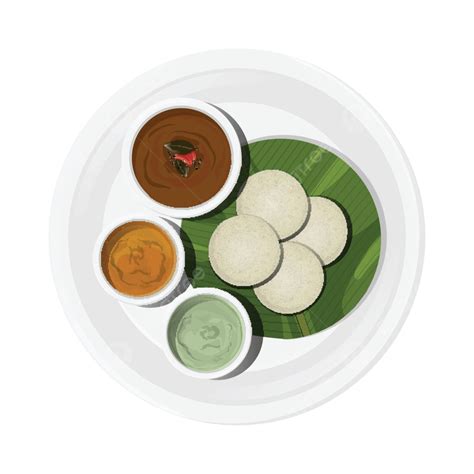 Plate Of Keralas Idli Sambhar And Chutneycaptured From A Birdseye View ...