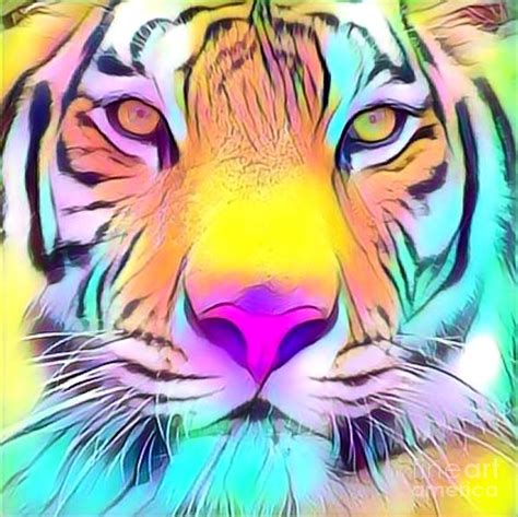 Colorful Tiger Face Mixed Media by Rogue Art | Pixels