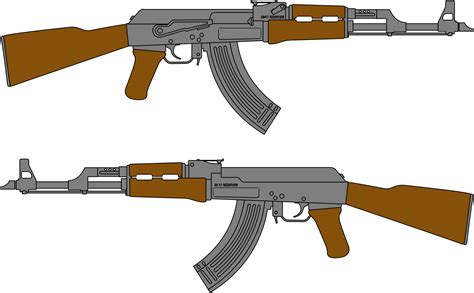 Clipart - AK 47 Rifle Vector Drawing