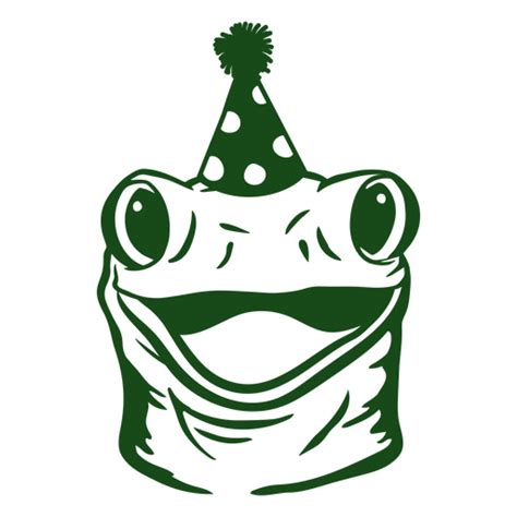 Green Frog Wearing A Party Hat PNG & SVG Design For T-Shirts