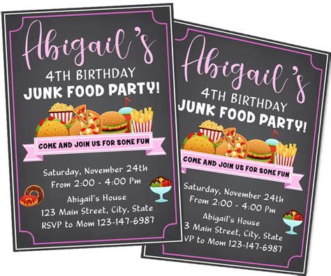 Junk Food Invitation Junk Food Party Junk Food Birthday | Etsy