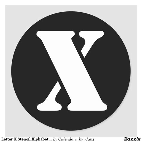 Letter X Stencil Alphabet by Janz Black Classic Round Sticker ...