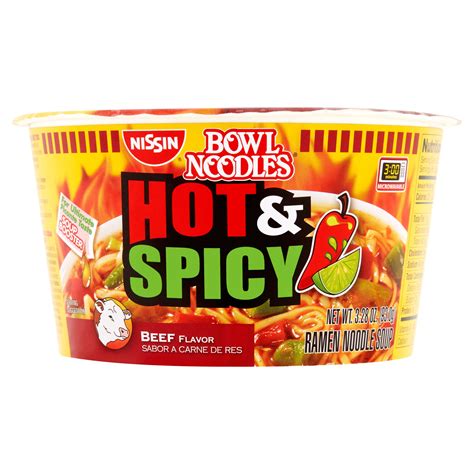 Nissin Bowl Noodles Hot & Spicy Beef Flavor Ramen Noodle Soup, 3.28 oz ...