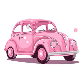 Pink Car Vector, Sticker Clipart Vw Beetle Cartoon Car In Pink On White ...