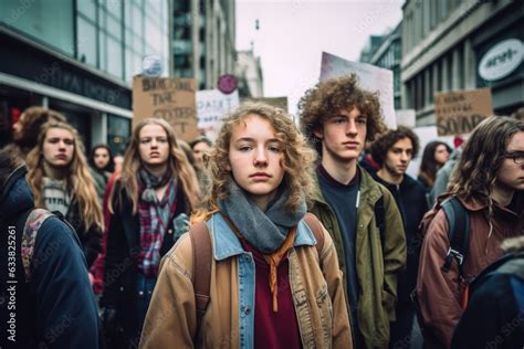 Gen Z activism: Young people leading a climate change protest - AI ...