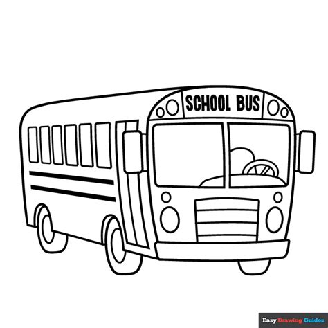 Cartoon School Bus Coloring Page | Easy Drawing Guides