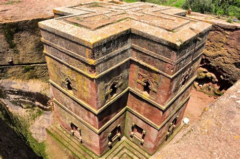 Church hewn in stone (Church of St. George), Lalibela, Ethiopia (still ...