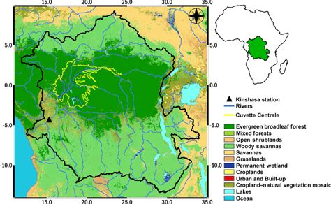 Geographic location of the Congo River basin, which shows the Kinshasa ...