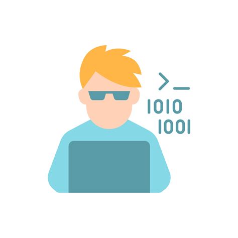 Programmer vector flat color icon. Computer expert. Man coding on ...