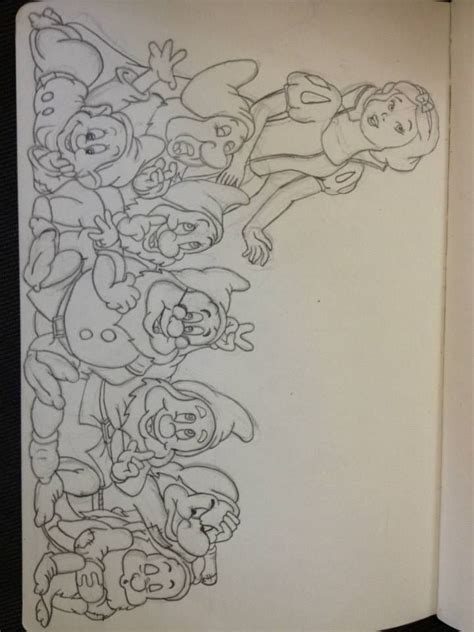 Snow White and the Seven Dwarfs Pencil Drawing