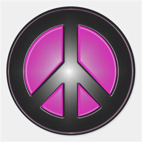 Pink Peace sign Round Sticker | Zazzle