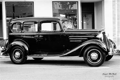 Black and White, Antique, Old Car, 1930's Chevy Sedan, Fine Art 8x12 ...