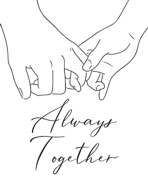 Always Together hand written Text, Cute Couple Drawings, Holding Hands ...