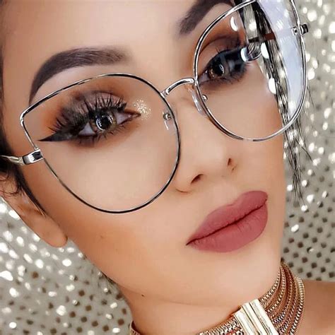 SHAUNA Oversize Women Metal Cat Eye Glasses Frame Brand Designer ...