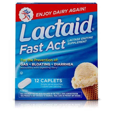 Lactaid Fast Act Lactose Intolerance Caplets, 12 Travel Packs of 1-ct ...