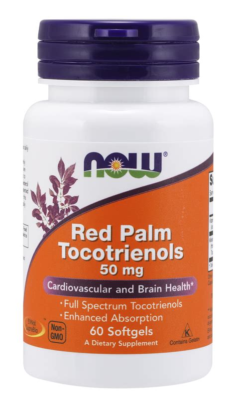 NOW Supplements, Red Palm Tocotrienols 50 mg, with Enhanced Absorption ...