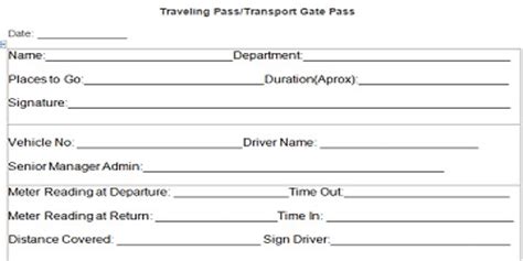 Sample Transport Gate Pass Form - Assignment Point