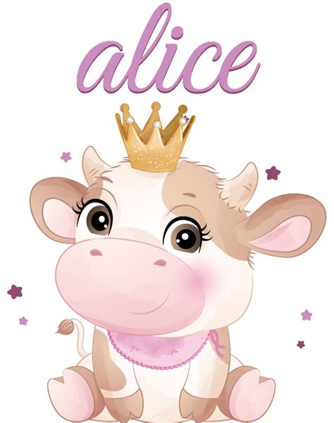 Cute cow for girl with name Baby t-shirt - TenStickers