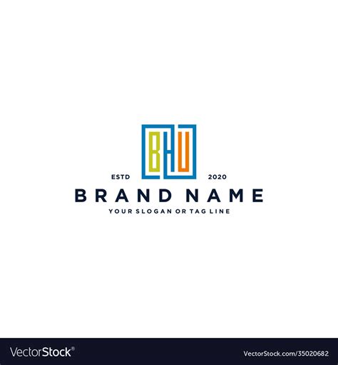 Letter bhu square colorful logo design Royalty Free Vector