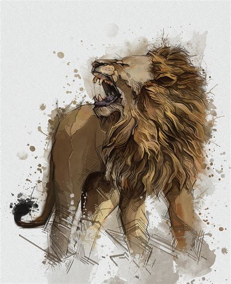 Angry Lion Portrait Digital Art by Bekim M | Fine Art America